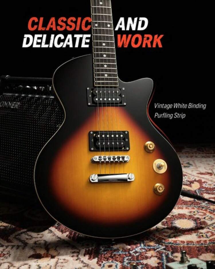 DONNER エレキギター Donner DSC-128 Guitar H-H Pickups Solid Body With Gig Bag Sunburst