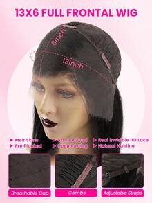 WOWANGEL 13x6 Full Lace Frontal Wig 250% Density Straight Lace Front Wigs Human Hair HD Transparent Lace Glueless Wig Pre Plucked Brazilian Virgin Human Hair Wigs For Women 16-28 Inch 3x6 Frontal Wigs Human Hair Suit For Your Birthday Party, Graduation Ceremony, Wedding, Vacation, Make You The Most Charming; Can Also Be Used As Gifts For Family And Friends Report An Issue With This Product Or Seller - Natural Black - View 3