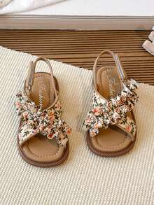 1 Pair Casual Fashion Children's Sandals, Princess Sandals 2025 New Summer Soft Bottom Beach Shoes, Girls Vacation Style Casual Beach Shoes, - Yellow - View 2