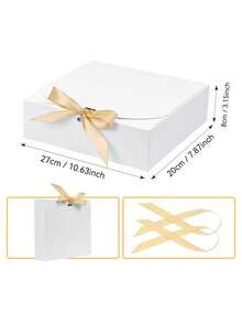 10pcs Ribbon Covered Gift Boxes, Party Packaging Boxes, White With Ribbon, Suitable For Baby Shower, Wedding, Packaging, Gifts, Birthday, Cupcake, Bridesmaid, Proposal - White - View 5