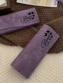 1pc Customized Name PU Leather Eyeglass Case, Personalized Fashion Glasses Box, Hard Shell Eyewear Case, Customizable Glasses Case, 16.3x6.5cm, 5 Colors: Pink/Black/Purple/Blue/Beige, 6 Styles, Men's Hard Eyeglass Case, Cute Glasses Box, Women Eyewear Case - Multicolor - View 4