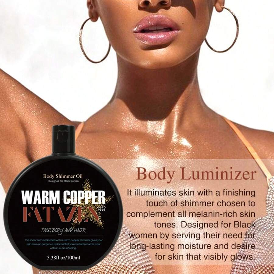 FATAZEN 100毫升轻盈不粘腻美黑高光油，持久闪亮光泽，打造完美身材，沙滩派对必备 - 黑色 - 查看 1