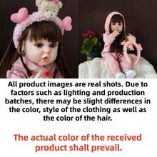 22英寸（约55厘米）逼真重生娃娃，全乙烯基身体，长发公主幼儿玩具，生日礼物，娃娃，柔软乙烯基，儿童娃娃，浴缸陪伴玩具，过家家玩具，生日礼物，圣诞礼物（包含奶嘴、奶瓶、尿布、出生证明） - 粉色 - 查看 13