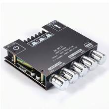Placa Amplificadora de Potencia de Audio Bluetooth de 2.1 Canales 50W*2 + 100W Bluetooth 5.0 con Control de Agudos y Graves para Cine en Casa con Altavoz Bluetooth de Bricolaje - Gris Oscuro - Ver 3