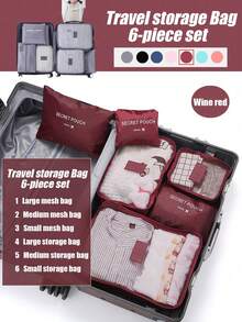 1/6 件便携式收纳套装，多功能旅行包，可折叠随身行李箱，大容量衣物收纳袋，行李整理袋，旅行必需品，压缩收纳袋，大网袋，整理和收纳，旅行配件，返校，宿舍必需品，秋季新品 - 黑色 - 查看 13