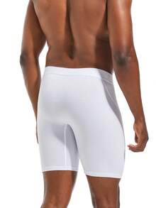 4 chiếc quần boxer dài cho nam, quần đùi màu trắng có chữ in trên cạp quần, đồ lót nam thoải mái. - trắng - Xem 5