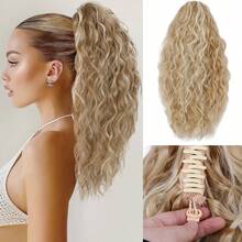UCOOL Tóc nối đuôi ngựa 18 inch, nhiều lớp, dày, bồng bềnh, xoăn nhẹ, kẹp tóc, tóc giả đuôi ngựa sóng mềm mại, tóc nối đuôi ngựa cho nữ, màu nâu nhạt và trắng. - Nhiều màu - Xem 6