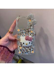 SANRIO 1个时尚创意Hello Kitty猫咪蝴蝶结设计三丽鸥手机壳，银色防水防震材质，可爱时尚，兼容 17系列、11/12/12 Pro、13/14/15、13 Pro/14 Pro/15 Pro、12 Pro Max/13 Pro Max/14 Pro Max/15 Pro Max、16、16 Pro、16 Pro Max、17、17 Pro、17 Pro Max - 銀色 - 查看 2