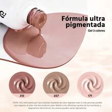 Pack de tres botellas de gel de esmalte de uñas de diferentes colores (15 ml cada una) con una fórmula de larga duración de calidad profesional, compatible con lámparas UV y LED. Proporciona un acabado brillante y firme, ideal para manicura avanzada en el entorno del hogar. Producto especialmente recomendado para adolescentes y adultos interesados en el cuidado de las uñas. También es una gran opción de regalo Cherimoya - Multicolor - Ver 4