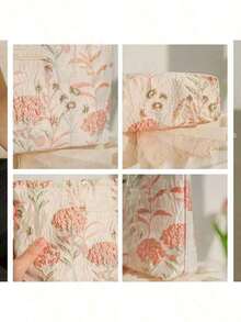 2025 New High-End Large Capacity Makeup Bag - Portable Toiletry Bag With Elegant Style Skincare Storage - Hồng - Xem 2