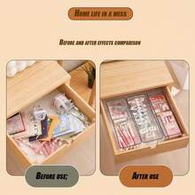 4个亚克力透明桌面收纳盒，长方形窄款，适用于收纳小物件，大容量，宿舍适用 - 彩色 - 查看 3