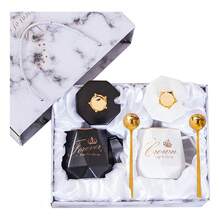 TendenciaTaza Café De Pareja De Calidad Conjunto De Boda CrownCalidad premium - Blanco y negro - Ver 2