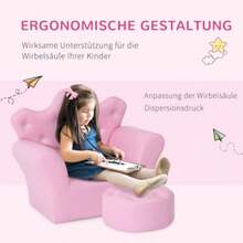 Sofá infantil de brincar, sofá infantil com pufe, sofá infantil de brincar com tema de princesa, mini sofá para um cantinho aconchegante, berçário, sala de jogos, quarto, rosa - Rosa Melancia - Ver 6