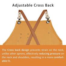 Dulabi Apron, Adjustable Chef Apron For Women And Men With Large Pockets, CooFKing Kitchen Apron With Back Straps - Naranja - Ver 6