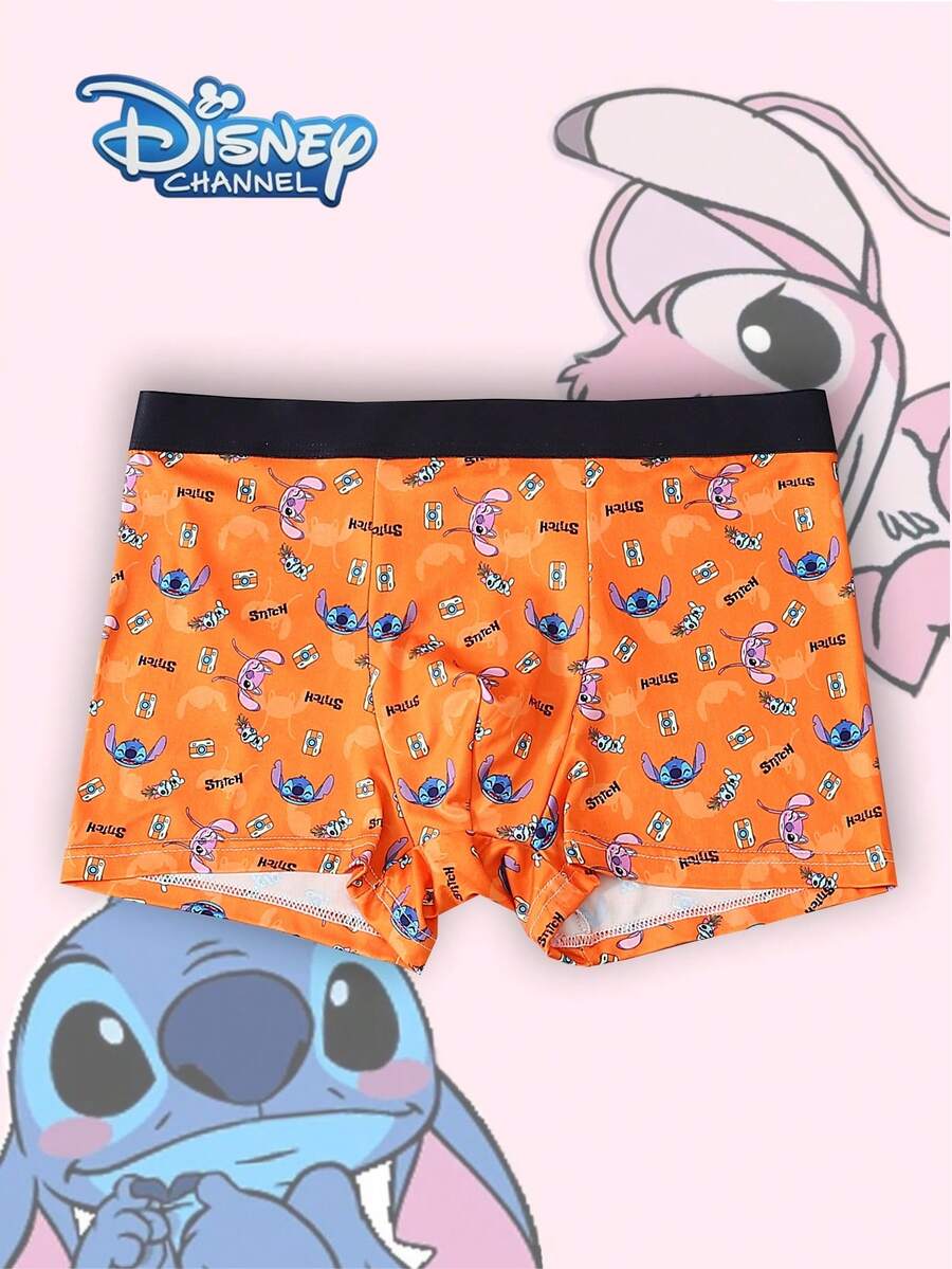 Disney 1件装迪士尼卡通印花男士内裤 - 柔软舒适，字母弹力腰带，休闲男士内裤 - 彩色 - 查看 1