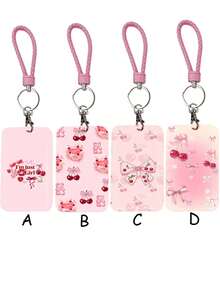 1pc ABS Pink Rope Cherry Bow Pattern Fashion Keychain Pendant, Bag Charm, Student Bus Protector - Multicolor - View 1