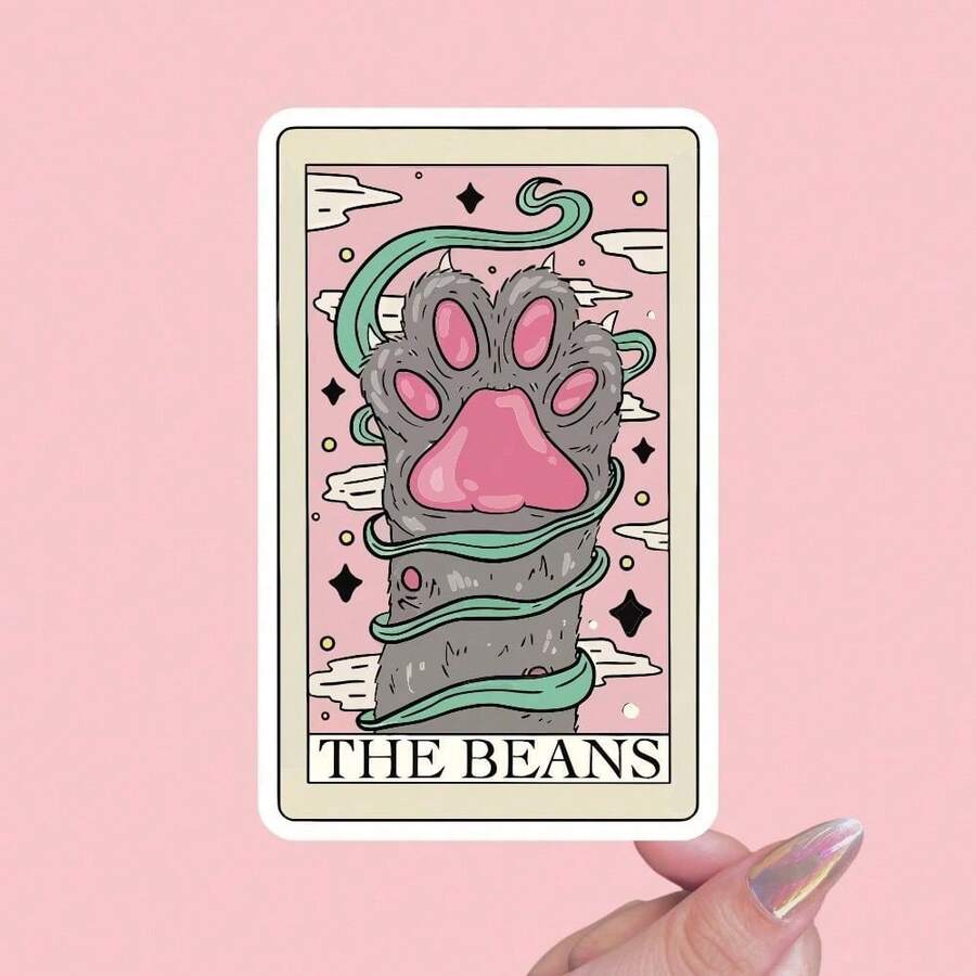 1pc/3pcs"The Beans" Cat Tarot Card Sticker - Adorable Feline Decal For Cars, Laptops, Motorcycles, Water Bottles, And Notebooks,School Supplies,Back To School - 彩色 - 查看 1