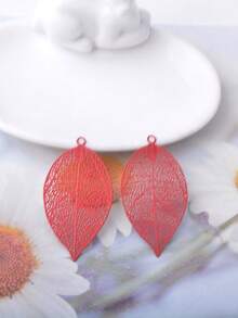 10pcs Light Golden Leaf Charms Filigree Jewelry Pendants