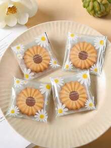 500pcs Small Chrysanthemum Snowflake Pastry Nougat Mung Bean Cake Packaging Bags, Ice Skin Mooncakes, Egg Yolk Pastry Transparent Machine Sealed Bags, Baking Machine Sealed Bags, Milk Jujube Cake And Pastry Bags, Mooncake And Candy Bags, Baking Nougat Self-Sealed Bags, Candy Self-Sealed Bags, Personalized Packaging Bags, Baking Snack Self-Adhesive Bags, Food Packaging, Thanksgiving Gifts, Halloween Gifts, Valentine's Day Gifts, New Year Gifts - Multicolor - View 1