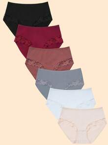 6 chiếc/gói Quần lót nữ cỡ lớn bằng cotton ren, co giãn và thoải mái, size 0XL-4XL - Nhiều màu - Xem 14