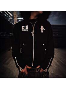 DARK GOTHIC PULOTHER SWHIE PUNK STYLE EMBROIDEROIDER AESTHETIC SWHIEE INS - 黑色 - 查看 4