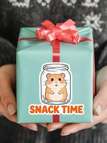 1pc Snack Time Hamster Sticker - Fun Sticker That Can Be Applied To Notebooks, Water Bottles, And Other Items! A Perfect Gift For Animal Lovers, Hamster Fans, And Snack Enthusiasts. Scrapbook Supplies Scrapbook Stationery Stickers - Multicolor - View 9