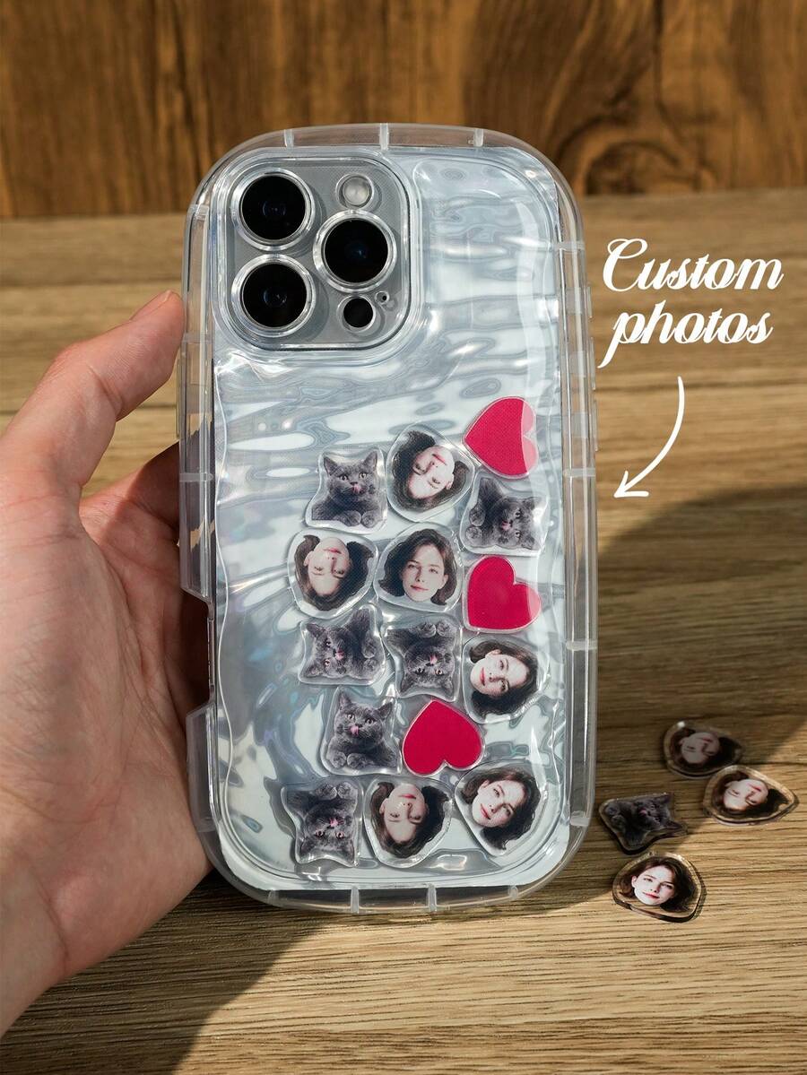 Customized Phone Case, Customized Acrylic Panel, Swinging Phone Case, Heart-Shaped Acrylic Board, Valentine's Day Gift, Women's Gift, Customized Couple Photo, Family Photo, Birthday Gift, Couple Gift, Boyfriend/Girlfriend Gift, Family, Friends, Party Favors, Commemorative Gift, Pet Couples Gift - Multicolor - View 1