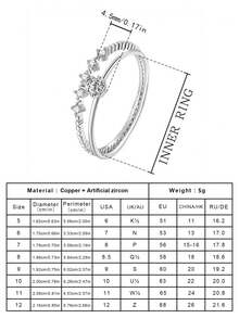 Gift Box Set Elegant Cubic Zirconia Ring Set, Women's Engagement, Party, Daily Jewelry, Copper Material, Non-Fading, Hypoallergenic, Suitable For Holiday Gifts - Silver - View 5