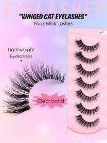 [Fast Shipping] Mkhlina 7 Pairs Cat Eye Lashes, Clear Band Soft Eyelashes, Easy To Wear, Daily Use - Cat Eye Lashes - View 3