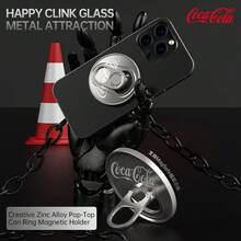 Coca Cola Alloy Magnetic Pull-Tab Phone Ring Holder T14 Co-Branded Multifunctional Magnetic Metal Phone Stand Spring Gift - Silver - View 3