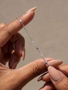 1pc Pure Silver Beaded Bracelet, Women's Daily Wear