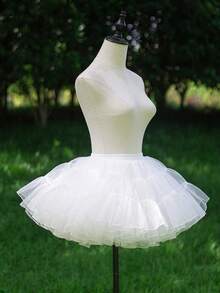 35厘米白色衬里薄纱裙，双层和四层款式，时尚百搭，适合婚礼、派对、洛丽塔风格摄影。 - 多色 - 查看 3