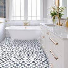 MORCART 20厘米 x 20厘米自粘地板砖，20片装自粘DIY乙烯基地板，可移除防水瓷砖贴纸，适用于卧室、客厅、浴室、厨房和楼梯。 - 彩色 - 查看 11