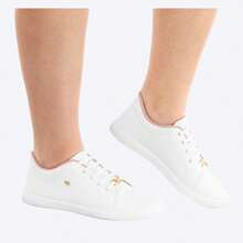 Tênis Feminino Branco Confortável Casual Sintético Estiloso - Branco - Visão 1