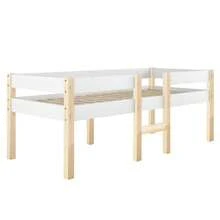 Children's Bed With Fall Protection, Made Of Solid Pine - 90 X 190 Cm - White And Oak - 白色 - 查看 5