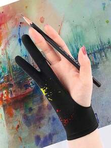 Painting Anti-Fouling, Anti-Wear, Anti-Sweat, Anti-Dirty Sketch Oil Painting Two Fingers Art Electronic Digital Tablet Screen Hand Painting Gloves - Black - View 8
