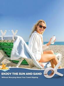 Large Beach Towel Clips 8 Pack, Towel Clips For Beach Chairs Cruise Heavy Duty, Towel Holder Clips For Clothes Pool Boat, 2 Mixed Colors Khaki And Blue - Multicolor - View 8