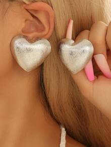 1对心形亚麻耳钉，时尚百搭，适合日常佩戴 - 愛心麻麵耳釘 - 查看 13