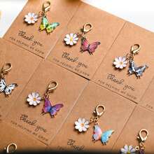 Thank You Gratitude Card Colorful Enamel Daisy Keychain Pendant Small Postcard, Employee Appreciation, Encouragement Blessing Close Friends - E - Xem 2