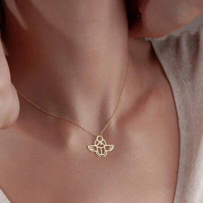 Naszyjnik ze skarabeuszem, egipski naszyjnik z wisiorkiem, starożytna egipska biżuteria ochronna, specjalny prezent dla niej