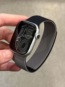 Huastonband 適用於 42mm 38mm 40mm 41mm 44mm 45mm 46mm 49mm，1件中性荔枝紋理矽膠磁吸錶帶，柔軟防汗防滑運動矽膠錶帶，適合 Series Ultra2、Ultra SE2、SE 11、10、9、8、7、6、5、4、3、2、1，送給朋友的派對、聚會、海灘、旅行禮物，中性配件，聖帕特里克節 - 黑灰色 - 查看 10