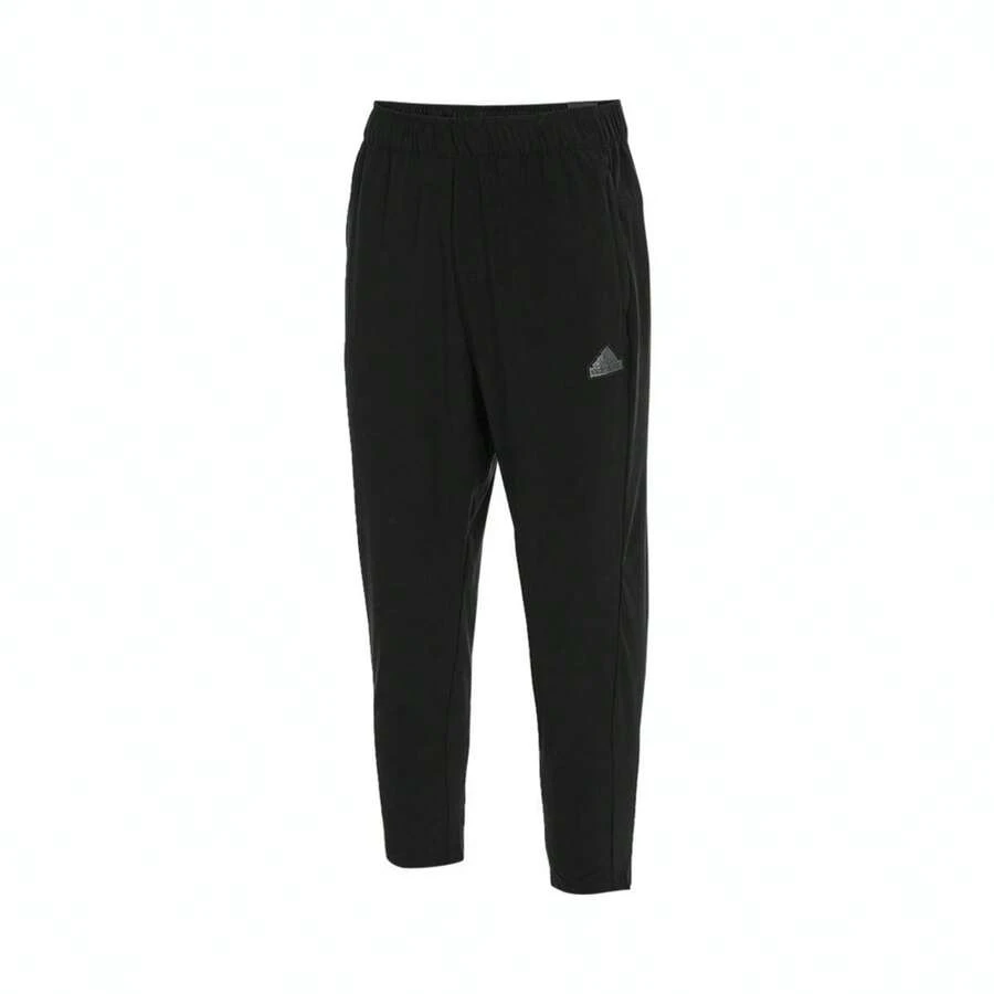 Adidas 女士休闲锥形七分裤，轻薄面料，适合运动、休闲和日常穿着，春夏款 - 黑色/炭灰 - 查看 1