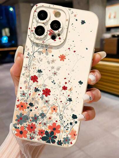 花卉图案镂空米色简约创意防震手机壳，兼容 17/17Pro/17ProMax、16/11/16Pro/16Plus/16ProMax/16e、15ProMax、13/14/12/XS/XR/7G/8P、Galaxy S25/S25Plus/S25 Ultra、A16/A36/A26/A56/A50、11/12Pro/12/12X/13Pro/14Pro/15Pro/X3Pro、10/9/Note9/12C/Note11Pro/Note8Pro/9C/9A