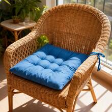4pcs Frosted Fabric Square Chair Cushion, Multi-Color Chair Cushion, Garden Chair Cushion, With Ties At Both Corners, No Need To Worry About The Seat Bottom In Winter, Comfortable Chair Cushion For Indoor/Outdoor Use 40*40*6cm/15.75*15.75*2.36in - Orange - View 2