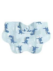 4 piezas de baberos con estampado de dinosaurios para bebé, baberos absorbentes de doble capa con dibujos animados para babeo de infantes, con cierre a presión floral, tela suave para recién nacidos - Multicolor - Ver 4