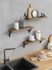 1/3 chiếc kệ gỗ treo tường phong cách Bohemian, kệ trưng bày đa chức năng kiểu mộc mạc cho phòng khách và phòng ngủ, kệ trang trí nhà cửa để đựng sách và đồ trang trí, phù hợp cho nhà ở, phòng ngủ, phòng khách, trang trí tường. - Màu Khaki - Xem 4