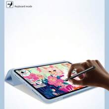 TenYide 可折叠支架平板电脑保护套，防尘/防摔/防震多层防护，兼容 iPad/Galaxy Tab/MatePad/荣耀平板/红米平板/小新平板系列，兼容 iPad A16 2025、Air 11/13 英寸、M2、M3、Pro 11/13 英寸、M4 2024、Air 5/4 10.9 英寸、Air 3 10.5 英寸、第九/八/七代 10.2 英寸、第五/六代 9.7 英寸、Mini 6 - 淺藍色 - 查看 3