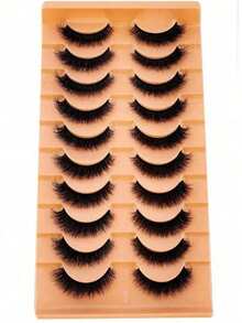 10 对柔软蓬松自然 3D 水貂假睫毛化妆套装，水貂睫毛延长，短睫毛 - 自然纖長款 - 查看 7