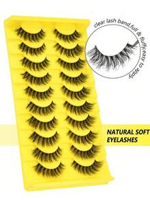 10 Pairs D Curl Russian Volume Eyelashes Cross Natural Thick Faux Mink False Lashes Reusable Full Strip Lash Extensions Makeup Strip Lashes,Lashes,Eyelashes,Fake Lashes - russian strip lashes - View 2