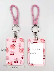 1pc ABS Pink Rope Cherry Bow Pattern Fashion Keychain Pendant, Bag Charm, Student Bus Protector - Multicolor - View 5